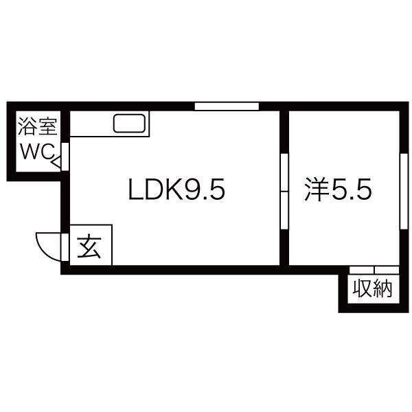 豊中ニューハイツ(1LDK/1階)の間取り写真