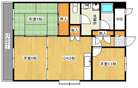 パストラルI(2LDK/3階)の間取り写真