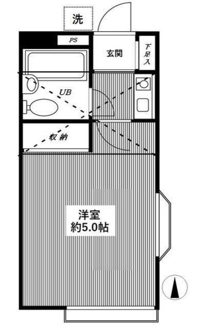 ペアパレス大泉(1K/2階)の間取り写真
