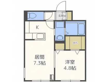 GLASS N21(1LDK/2階)の間取り写真
