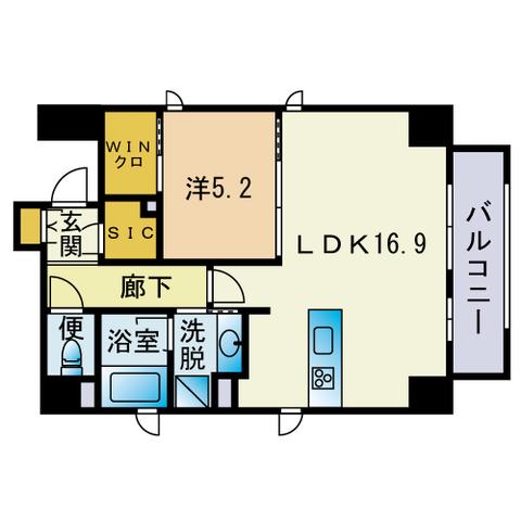 ウェルス神屋町(1LDK/10階)の間取り写真