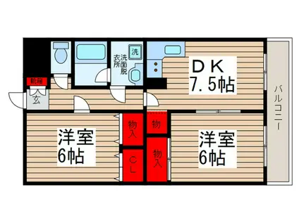 メゾンベルセーヌ(2DK/3階)の間取り写真