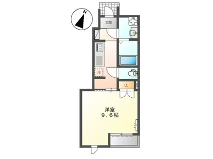 アンソレイエ・本堀(1K/1階)の間取り写真