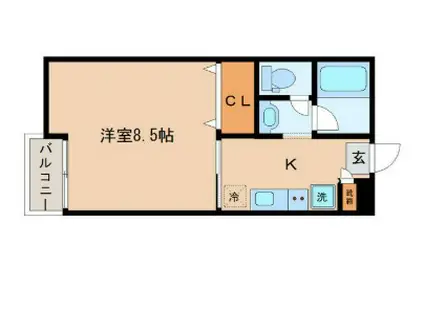 アスコット萩野町(1K/2階)の間取り写真