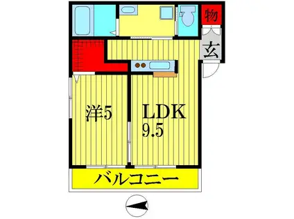 ディアコート(1LDK/1階)の間取り写真