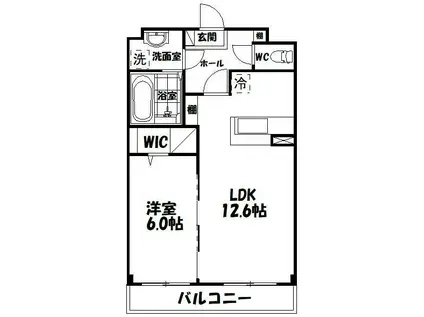 パークサイド中田II(1LDK/2階)の間取り写真