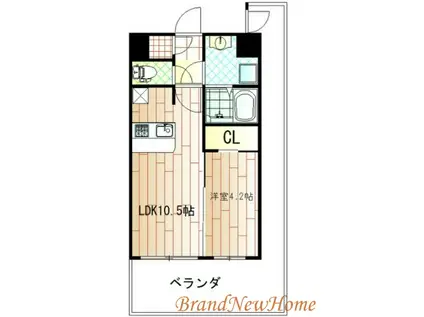 オリエンテム宿院南(1LDK/4階)の間取り写真