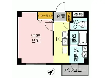 三記マンション紺屋町(1K/4階)の間取り写真
