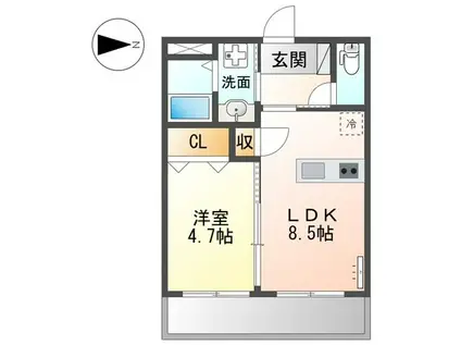 ミラフローレス(1LDK/2階)の間取り写真