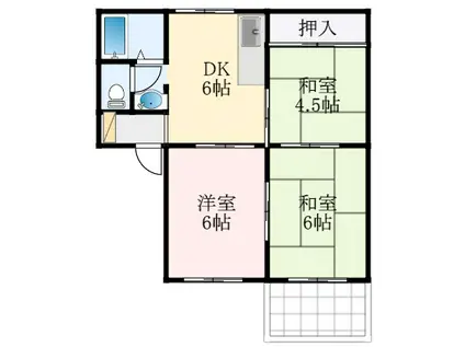 ハイツ林(3DK/2階)の間取り写真