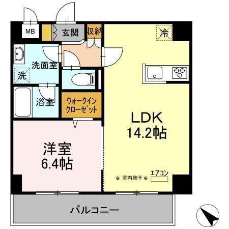 GRAND VERT(1LDK/2階)の間取り写真