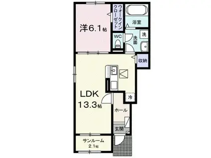 富夢想家 十一番館(1LDK/1階)の間取り写真