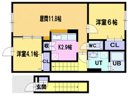 サニーフェザー(2LDK/2階)の間取り写真