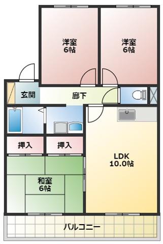 ジャルダンM(3LDK/3階)の間取り写真