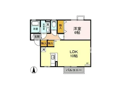 ロイヤルガーデンエリナC(1LDK/2階)の間取り写真