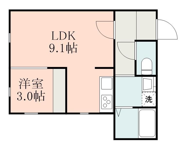 稲荷ノアレジデンス(1LDK/2階)の間取り写真