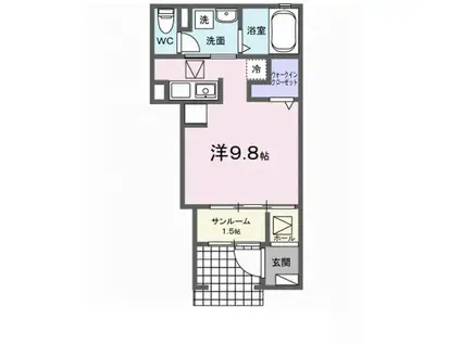 シンデンワン(ワンルーム/1階)の間取り写真