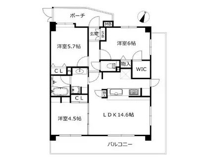 ネクステージ飛田給(3LDK/2階)の間取り写真