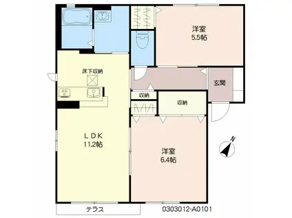 ファンテージ21 A棟(2LDK/1階)の間取り写真