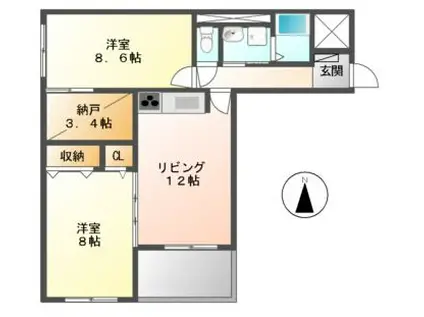 エーデルラウム(2LDK/3階)の間取り写真