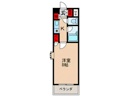 レグノグリーン淡路(1K/4階)の間取り写真