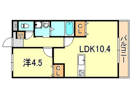 グランディール サクラ 1号館(1LDK/1階)の間取り写真