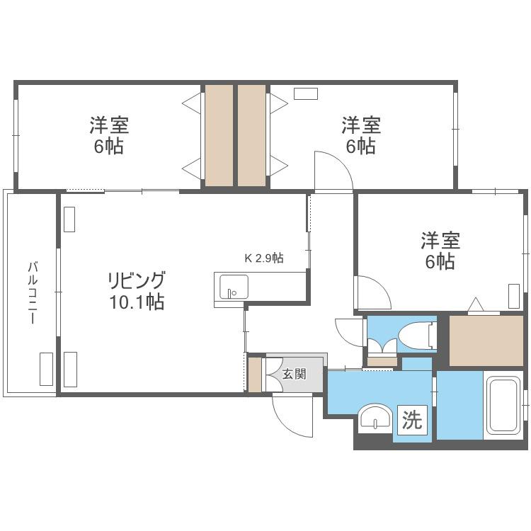 グランメール石山通(3LDK/2階)の間取り写真
