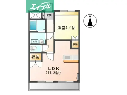 エルガーデン白石(1LDK/1階)の間取り写真