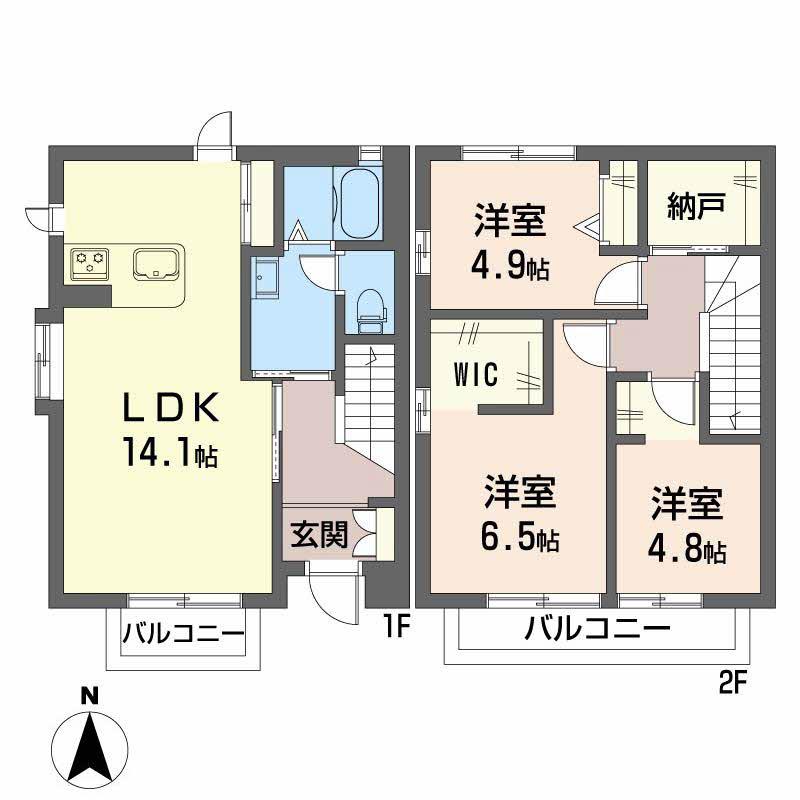 メゾン花畠(3LDK/1階)の間取り写真