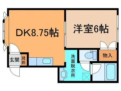 オアシス2(1DK/2階)の間取り写真
