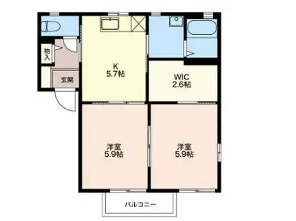 ディアス杉山(2DK/1階)の間取り写真