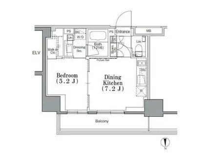 パークハビオ飯田橋(1DK/9階)の間取り写真