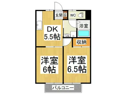 スカイパークパレス(2DK/2階)の間取り写真