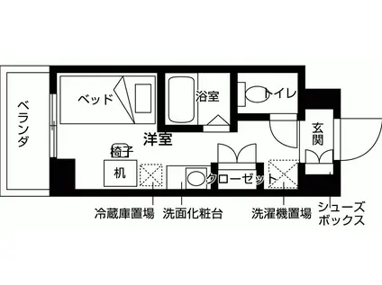 バウスクロス北新宿(ワンルーム/10階)の間取り写真