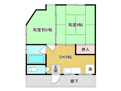 三木マンション(2DK/3階)の間取り写真