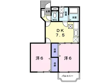 メルヴェイユ-(2DK/1階)の間取り写真