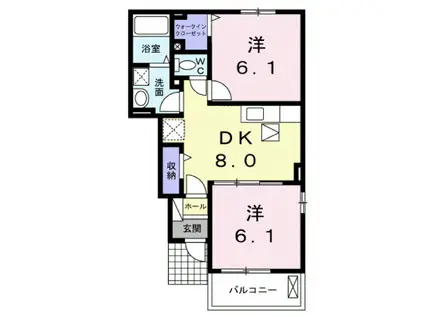 サンライトグレイスI(2DK/1階)の間取り写真