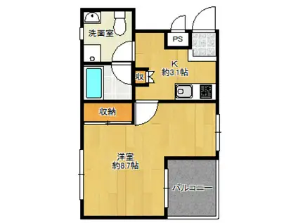 MSII(1K/3階)の間取り写真