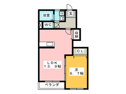 イル・ボンヌール(1LDK/1階)の間取り写真