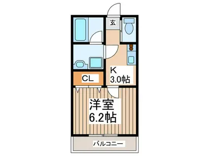 アップフィールド(1K/2階)の間取り写真