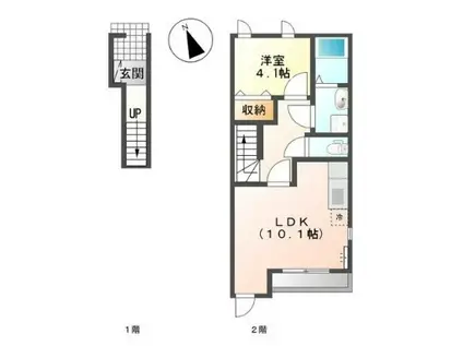 タウン井田II(1LDK/2階)の間取り写真