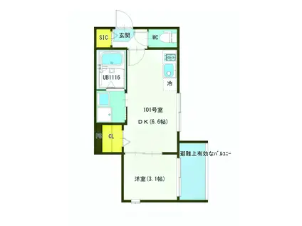 ブランシェ志茂(1DK/1階)の間取り写真