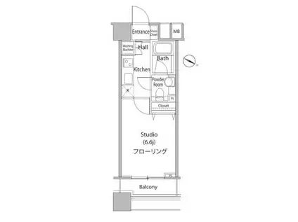 ファーストリアルタワー新宿(1K/19階)の間取り写真