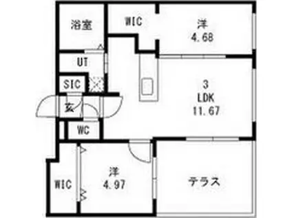 SOURIRE GA-南郷通6丁目北MS(2LDK/1階)の間取り写真