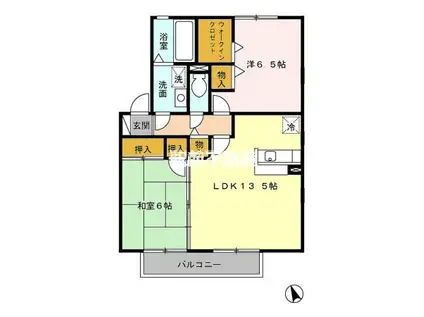 リビングタウン小森野壱番館(2LDK/2階)の間取り写真