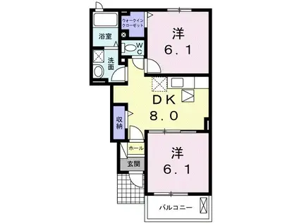 クレメント ブリーズ I(2DK/1階)の間取り写真