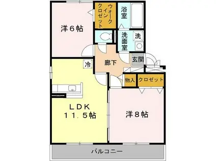 クレール萱振(2LDK/2階)の間取り写真