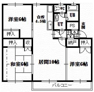テレパレス旭川春光II(3LDK/4階)の間取り写真