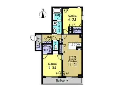 グランリュクス(2LDK/3階)の間取り写真