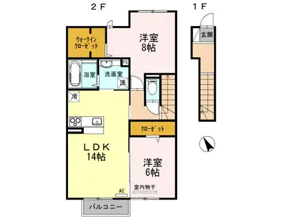 D-ROOM・SW(2LDK/2階)の間取り写真